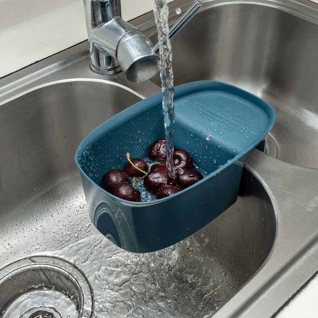 Shake Tone Kitchen Saddle Drain Basket Sink Kitchen Waste Drain Hanging Basket Sink Vegetable Drain Rack Storage Rack