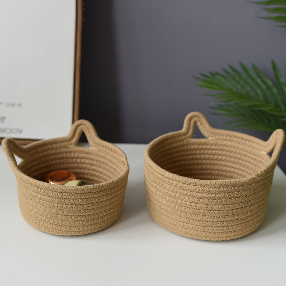 Storage basket wholesale cotton basket woven basket rattan cat ear round Net red storage basket factory direct sales basket