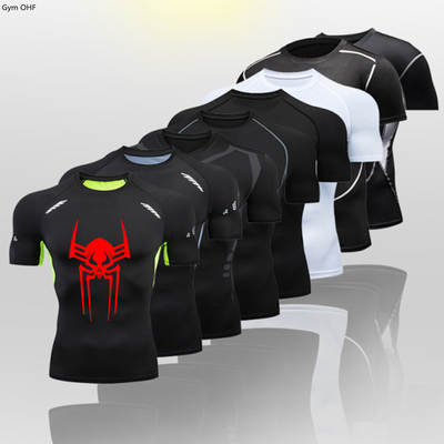 2099 Cross-border Explosions Men's Fitness Clothes Spider-Man Tight T-Shirt Shirt Quick-drying High-elastic Sportswear