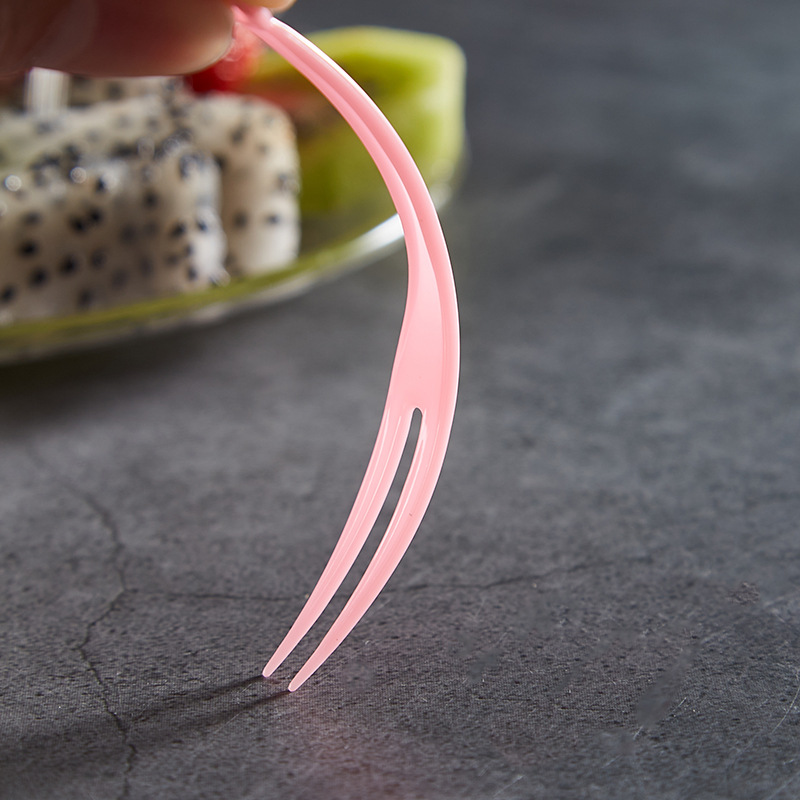 Heart-Shaped Disposable Fruit Fork Fruit Stick Commercial Plastic Fork Independent Packaging Colorful Cute Fruit Fork Watermelon Fork