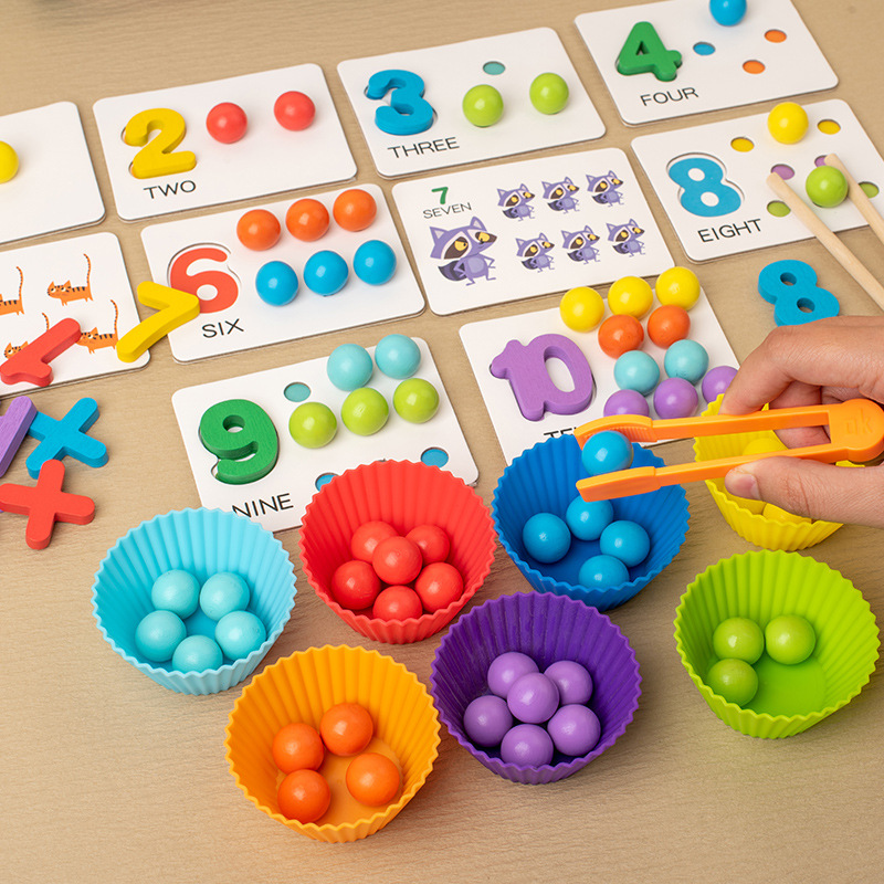 Montessori Math Early Education Aware Baby's Educational Clip Beads Digital Cognitive Matching Puzzle Children's Fine Action Toys