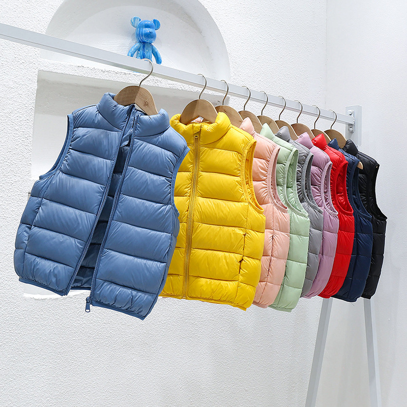 Children's lightweight down vest autumn and winter medium and large children's thin children's clothing new boys' and girls' white duck down baby