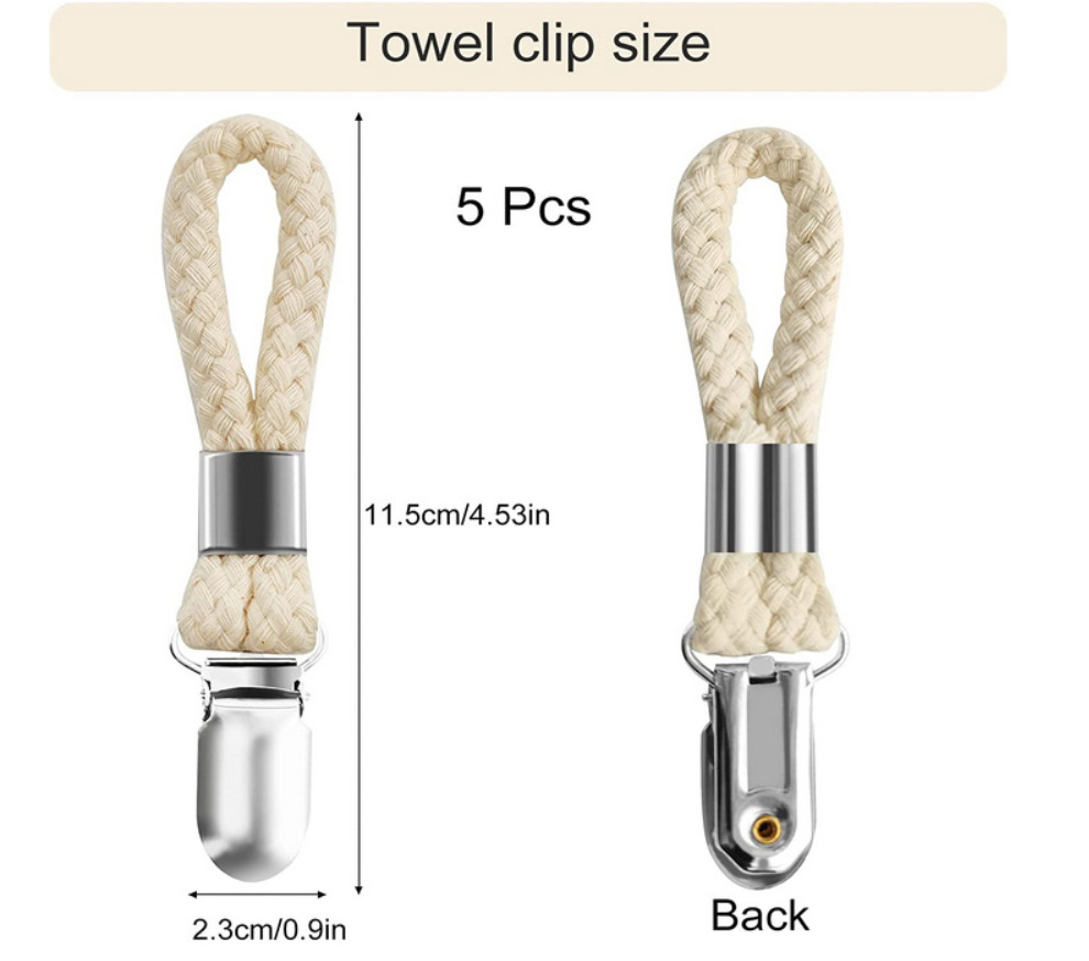 Factory cross-border direct supply Towel clip cotton rope bath Towel clip anti-rust metal bathroom clip Towel clip Cotton