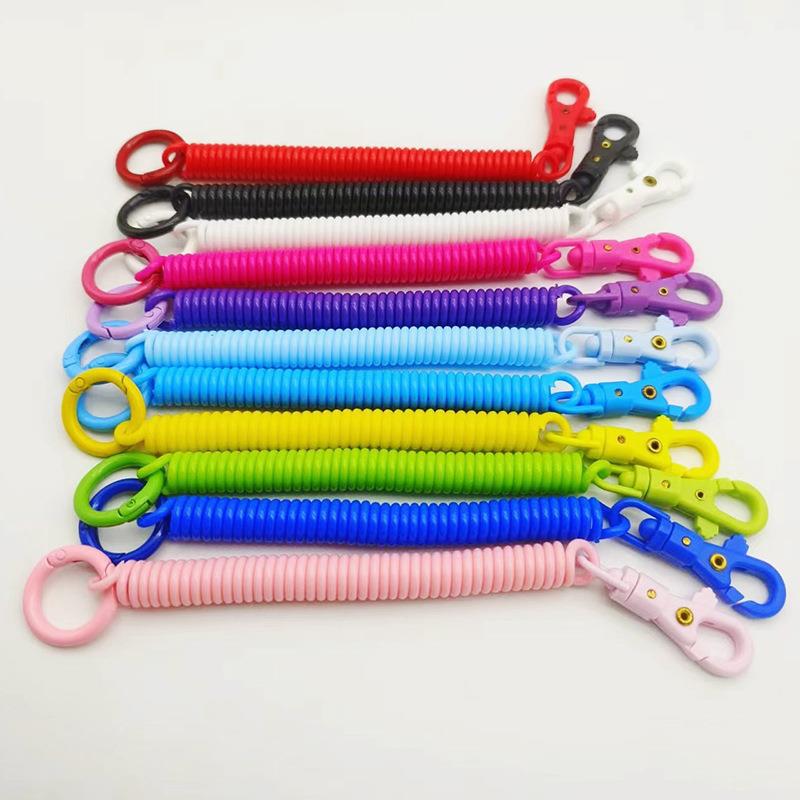 Factory wholesale plastic spring rope jelly color key chain bag card set lanyard key chain elastic anti-loss rope