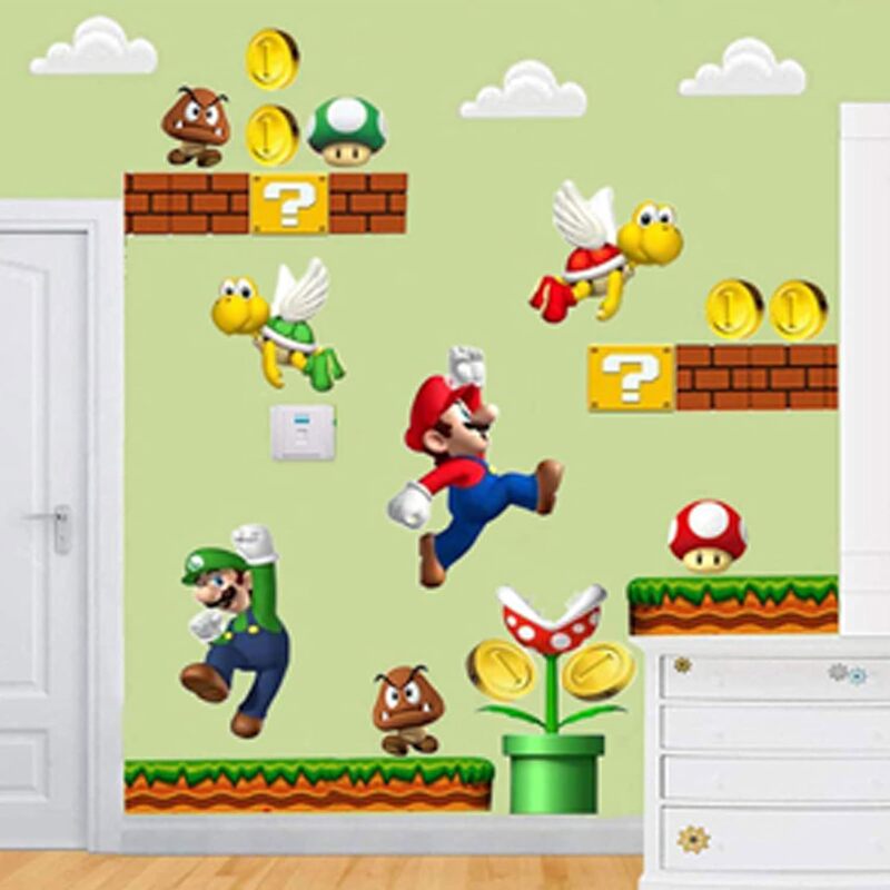 マリオ漫画ステッカーpvc自己粘着性まろアニメゲーム壁ステッカー子供部屋ステッカー絵幼稚園ポスター|undefined