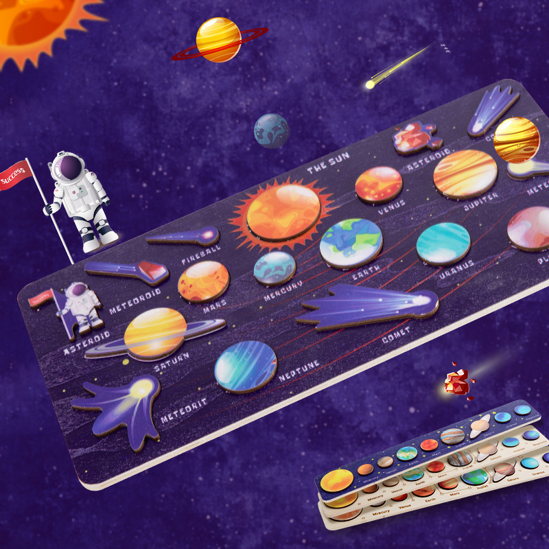 Cross-border children's early education universe eight planets puzzle solar system planet cognitive matching board puzzle educational toys