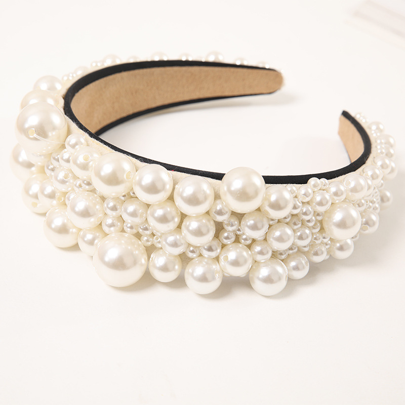 European and American High-End Large Pearl Headband - Amazon Hot Sale Wide Version, Versatile Temperament Hairpin Headdress for Women