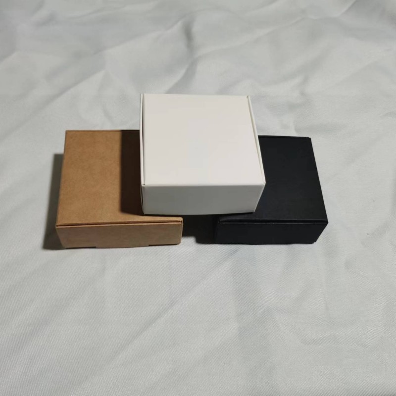 pvc transparent handmade soap small paper box Kraft paper box solid color packaging box jewelry box gift box aromatherapy wax box