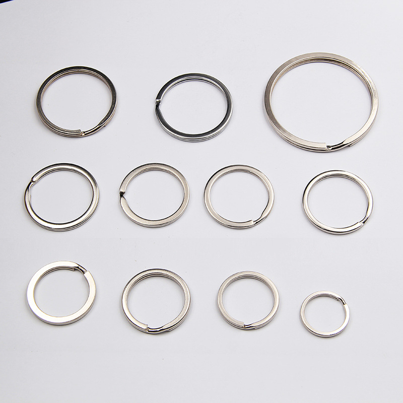 Wholesale metal plating key ring chain multi-color multi-size 30mm iron flat ring key chain diy