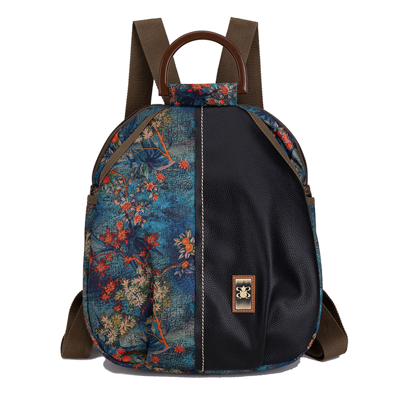 Ethnic style retro backpack travel small backpack national fashion nylon cloth large capacity printed women's bag