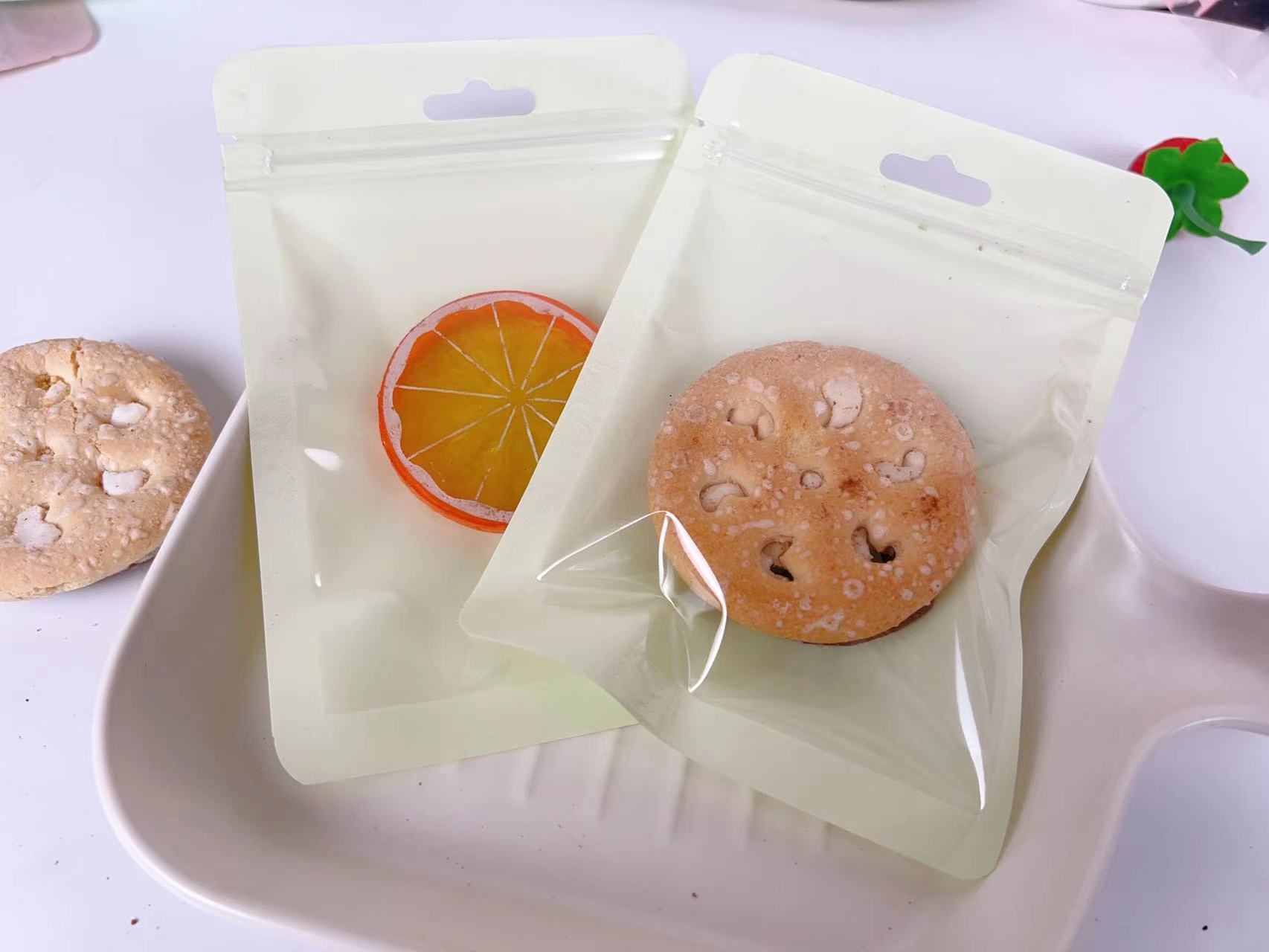 Macaron Self-sealing Bag Ins Holographic Bag Thickened Transparent Color Bone Bag Small Jewelry Packaging Bag Storage Packaging Bag