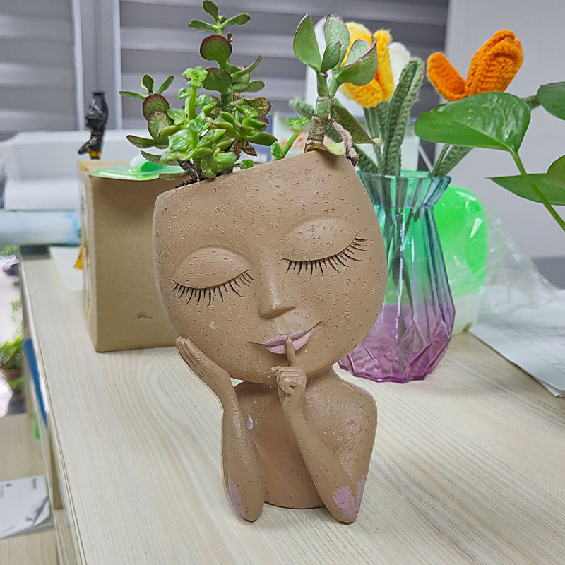 クロスボーダーブーイングガール樹脂植木鉢北欧風緑植花多肉ベランダ盆栽飾り置物卸|undefined