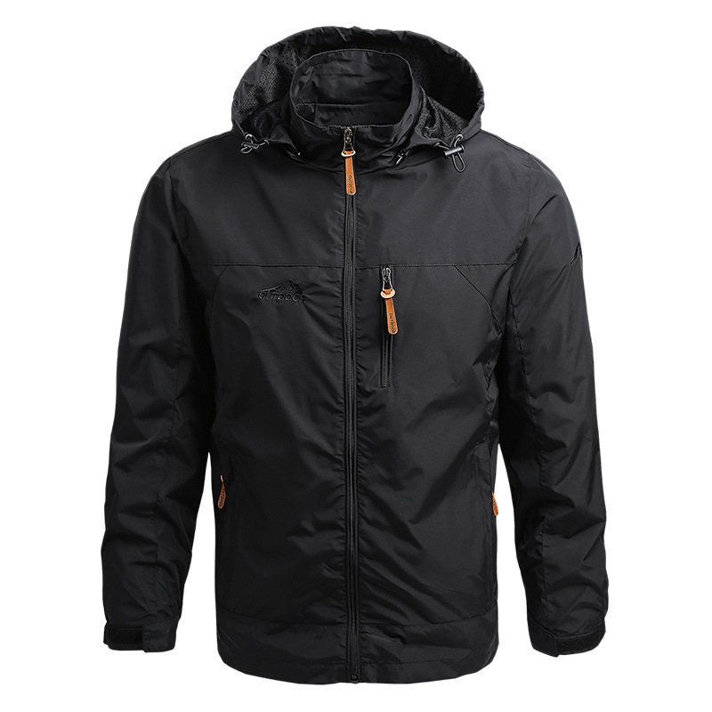 2021 jacket men's spring and autumn thin outdoor jacket youth hooded loose plus size casual windbreaker jacket