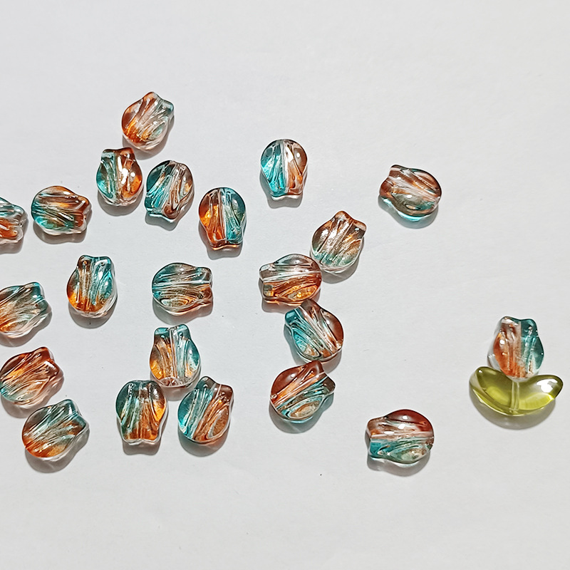 Tulip big flower beads Hanfu headdress accessories DIY hairpin accessories Czech glass jewelry accessories