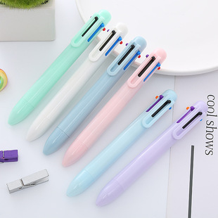 Creative Macaron 6 Color Ballpoint Pen ins Solid Color Press Pen Student Multicolor Oil Pen Girl's Heart Color Hand Account Pen