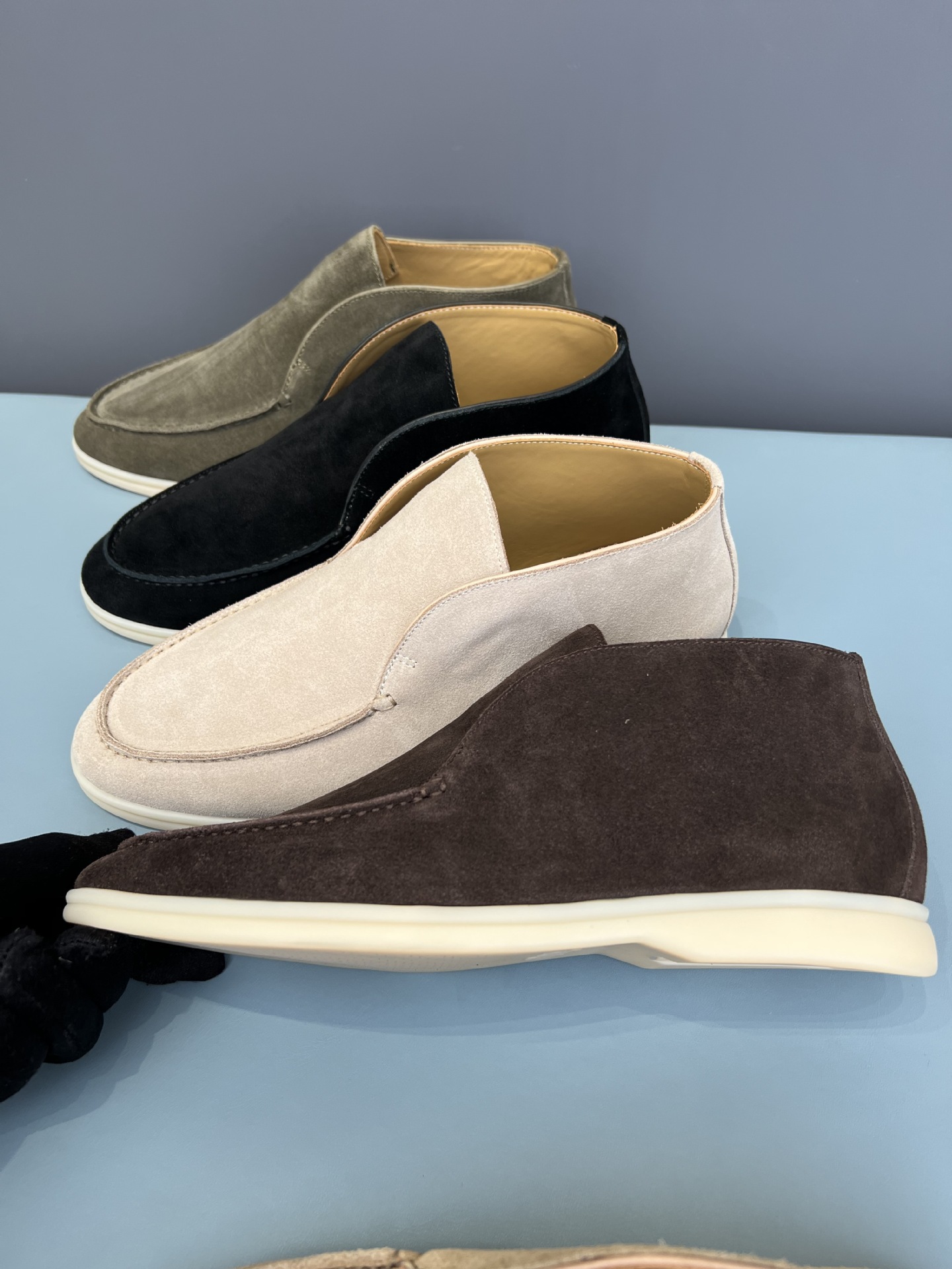 Loro * piana loafers Open Walk men's genuine leather LP high-top slip-on casual shoes noyou elegant