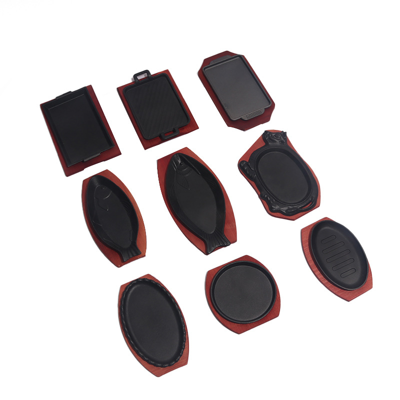 commercial-cast-iron-skillet-rectangular-iron-plate-bbq-grill-pan-fish-shaped-steak-plate-multifunctional-easy-to-clean-non-stick