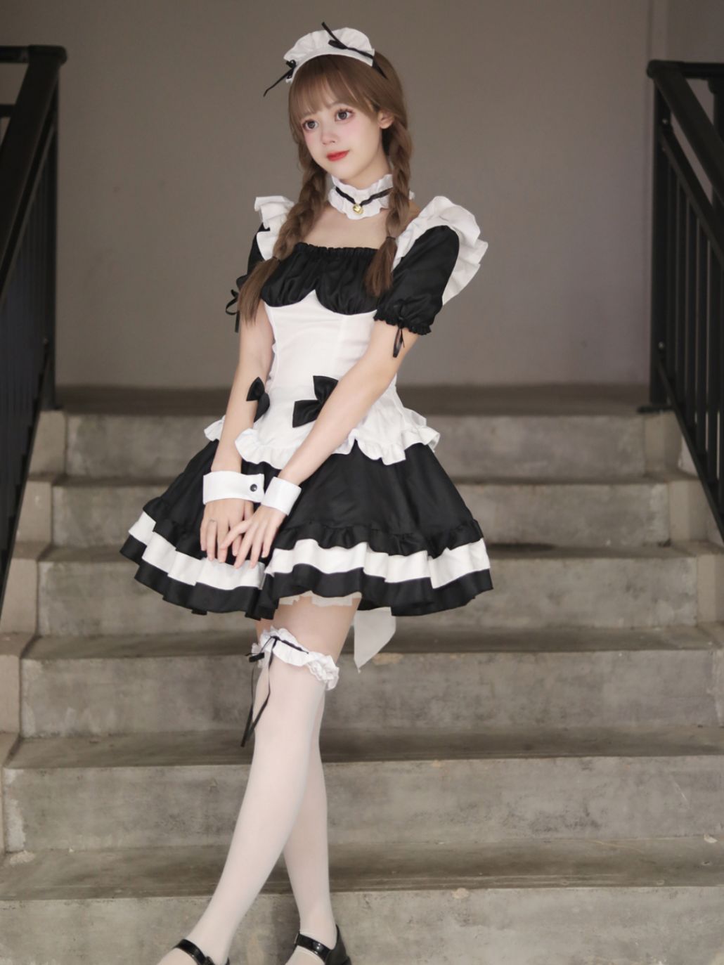 Game Costume cosplay Miracle Warm Black and White Chocolate Maid lolita Princess Dress