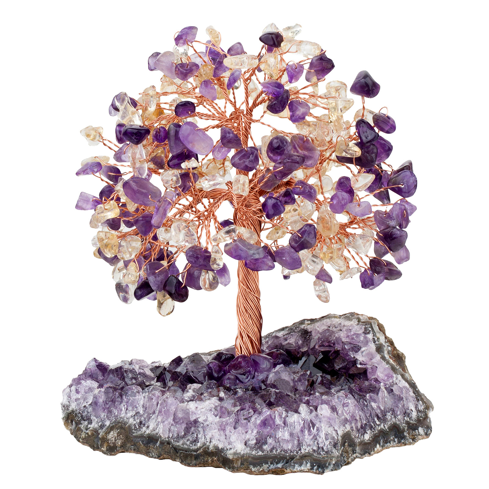 Natural Amethyst Flower Original Ore Irregular Base Lucky Tree Crystal Gravel Leaves Lucky Tree Crafts Ornaments