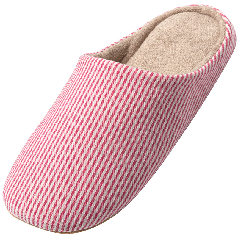 Vertical Stripe Japanese Indoor Home Wooden Wooden Floor Warm Men's and Women's Four Seasons Home Cotton Slippers Solid Color Stripe