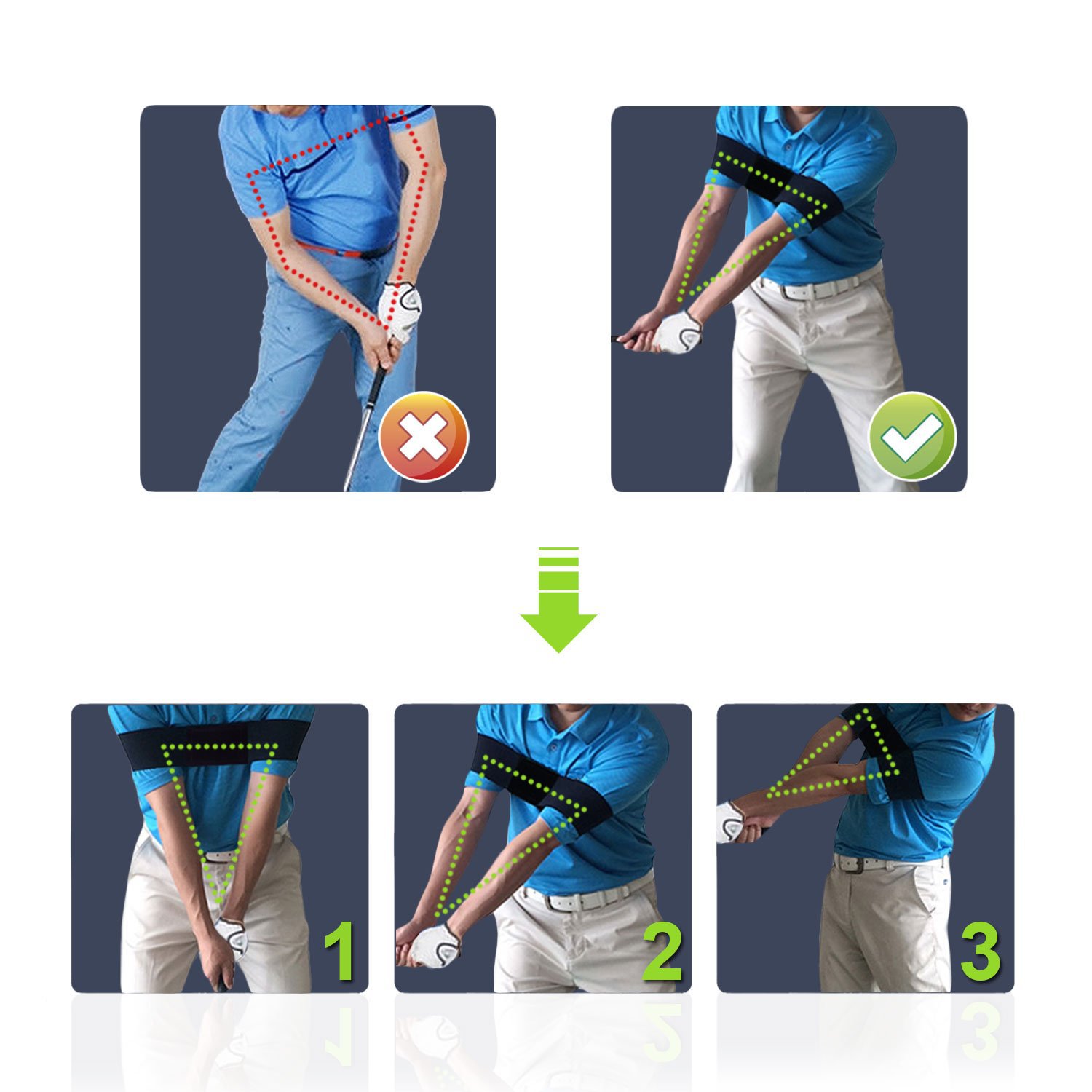 Cross-border golf Swing Exerciser Correcting Posture Putting Corrector golf Training Action Arm Corrector Belt