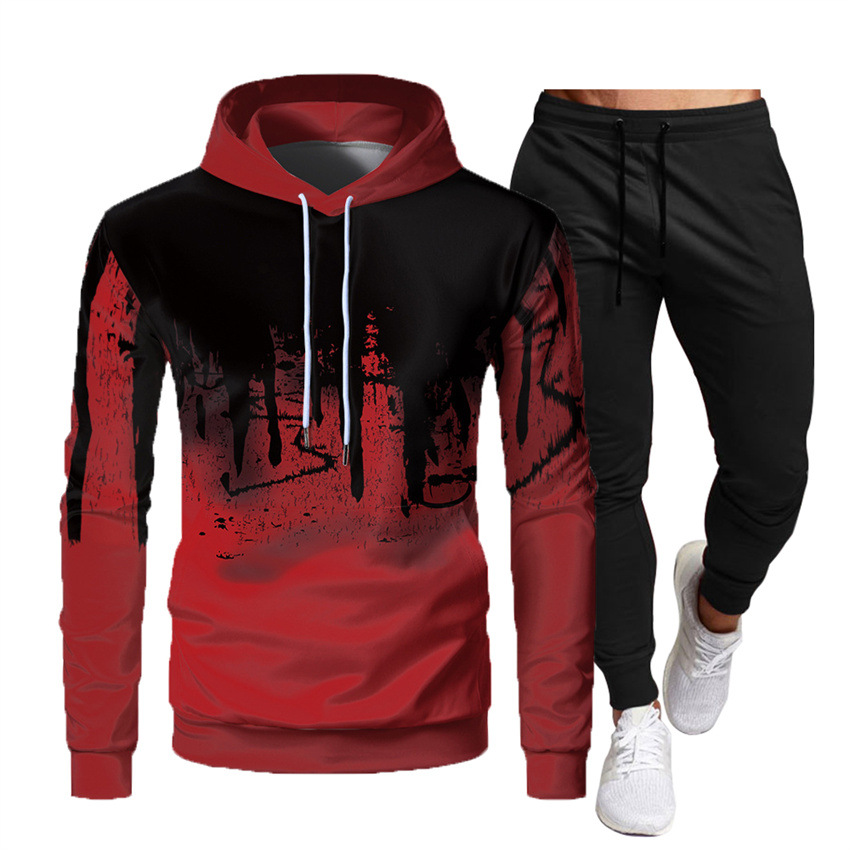 European and American 2023 sports suit men's hoodie men's sports sweater Men's Light board hoodie casual sweater set