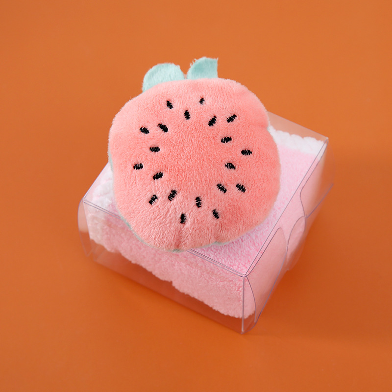 Hand Towel Cartoon Hanging Towel Coral Fleece Small Square Towel Absorbent No Hair Drop Kindergarten Home Cake Box for Hand Gift