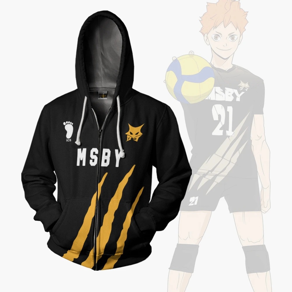 New 3D Anime Volleyball Junior cos play Zipper Hooded Sweatshirt 3D Digital Printing Clothing