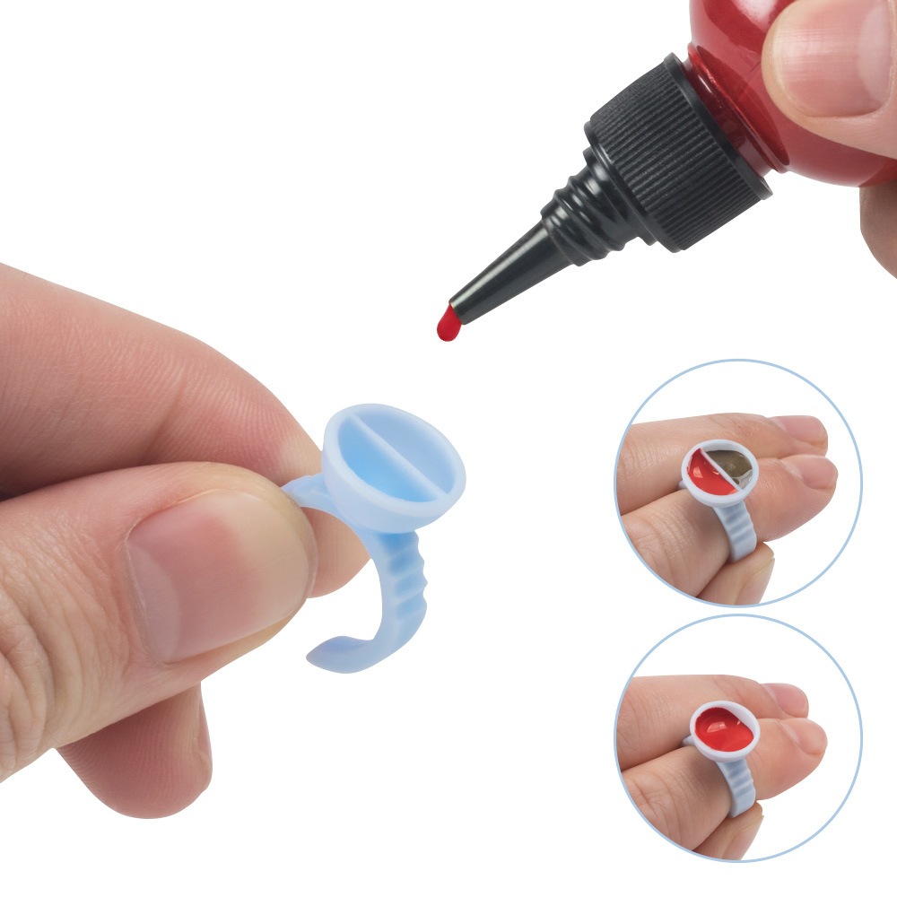 Semi-permanent tattoo color Cup ring Cup grafting eyelash glue silicone finger holder tattoo supplies tools wholesale