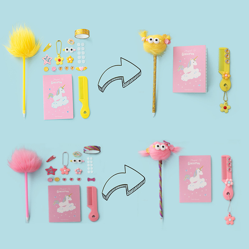 Cross-border new DIY toy plush pen stationery suit student prize gift diary suit