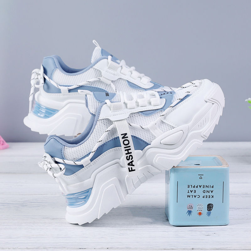 Women's Shoes Spring Breathable Sports Casual Shoes Hong Kong Style Torre Shoes Ins Trendy Thick Sole Increased Mesh 2024 New