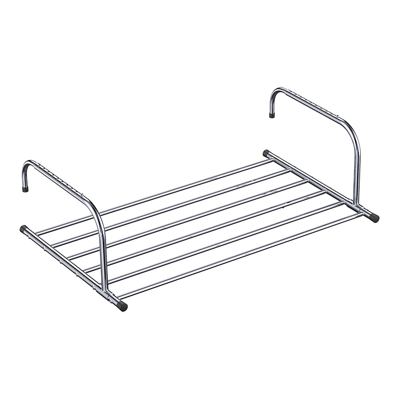 Stainless steel window balcony shoe rack anti-theft window sill artifact hanging buckle clothes rack folding telescopic drying rack