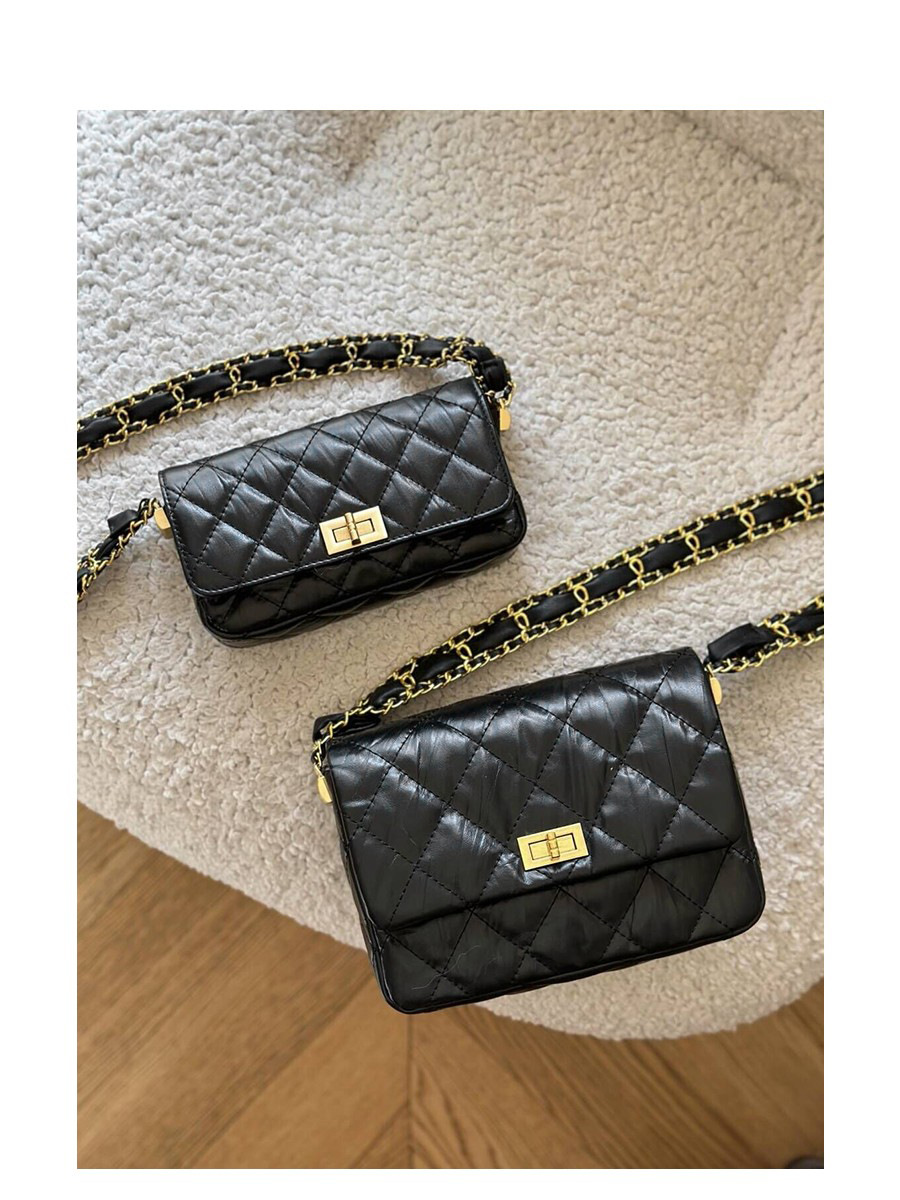 Niche high-grade rhombus chain crossbody small square bag female 2024 New Chanel style leather small bag shoulder bag