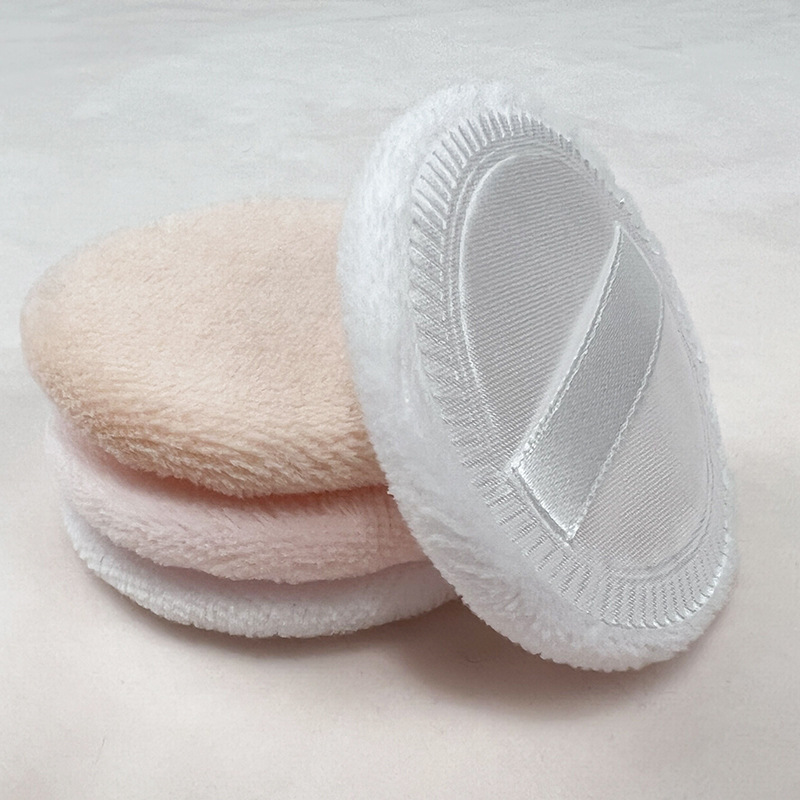 Wholesale round makeup cotton dry puff short velvet satin powder powder powder powder body pressed cotton makeup puff