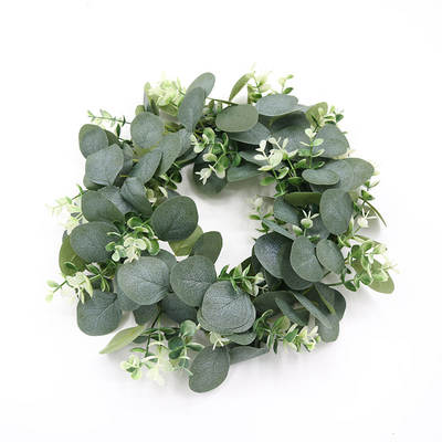 Cross-border Hot Mining Small Eucalyptus Leaves Garland Simulation Money Leaves Eucalyptus Grass Ring Pendant Amazon Decorative Door Ring