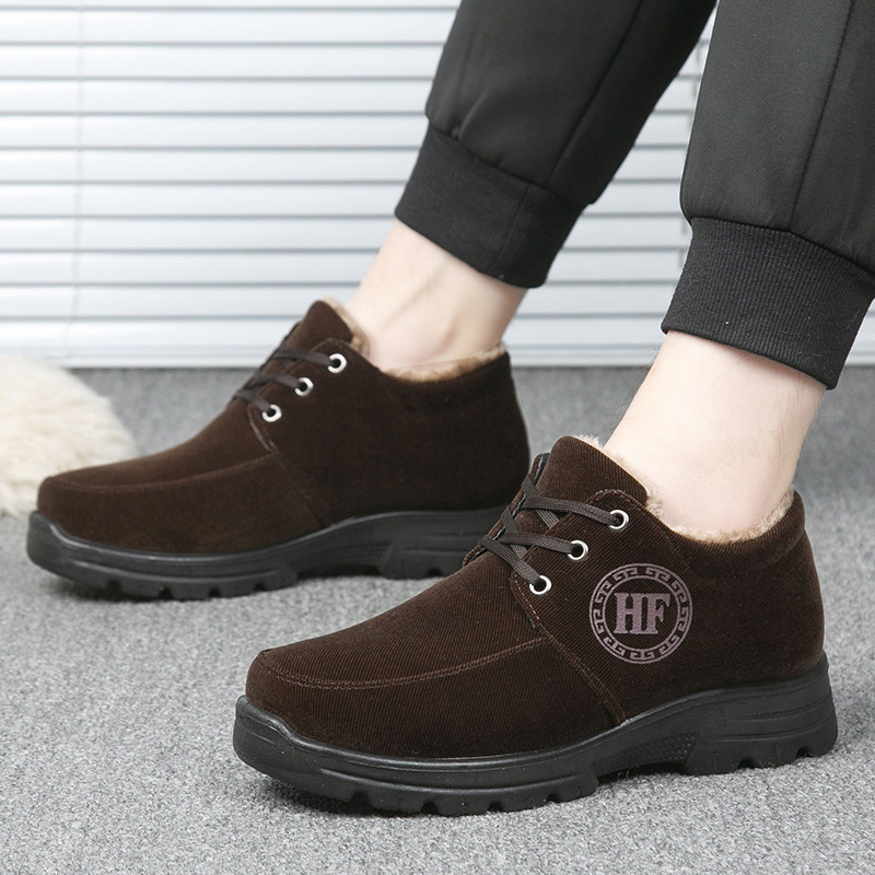 Winter Men's Cotton Shoes Fleece-lined Thickened Middle-aged and Old Dad's Cotton Boots Non-slip Old Beijing Cloth Shoes for Old People and Old Dad's Shoes