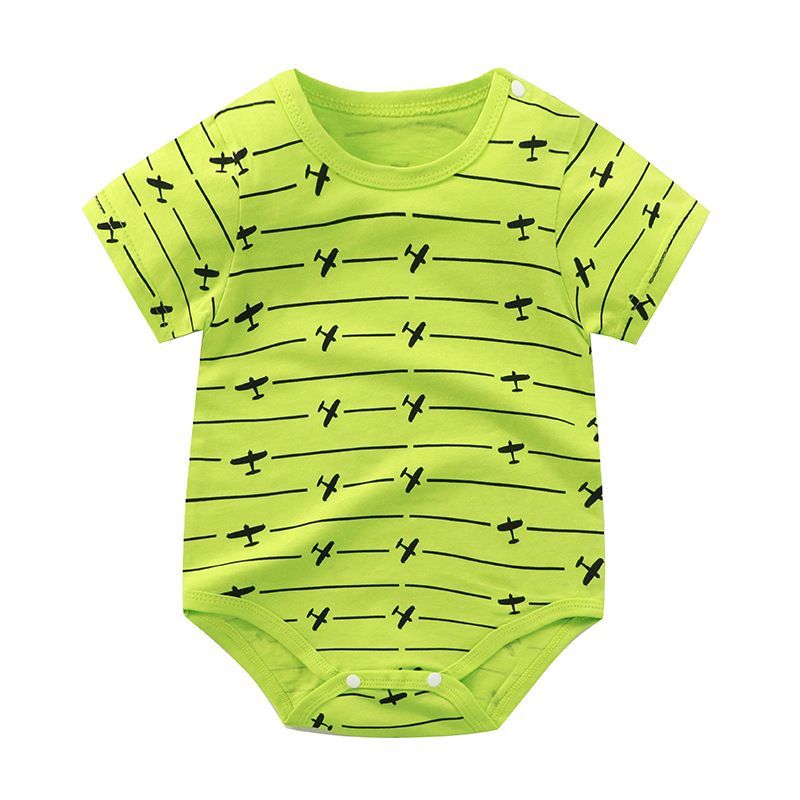 Baby's Summer Climbing Clothes Baby's Pure Cotton Jumpsuit Cartoon Thin Newborns Wrapping Clothes Baby Triangle Hats