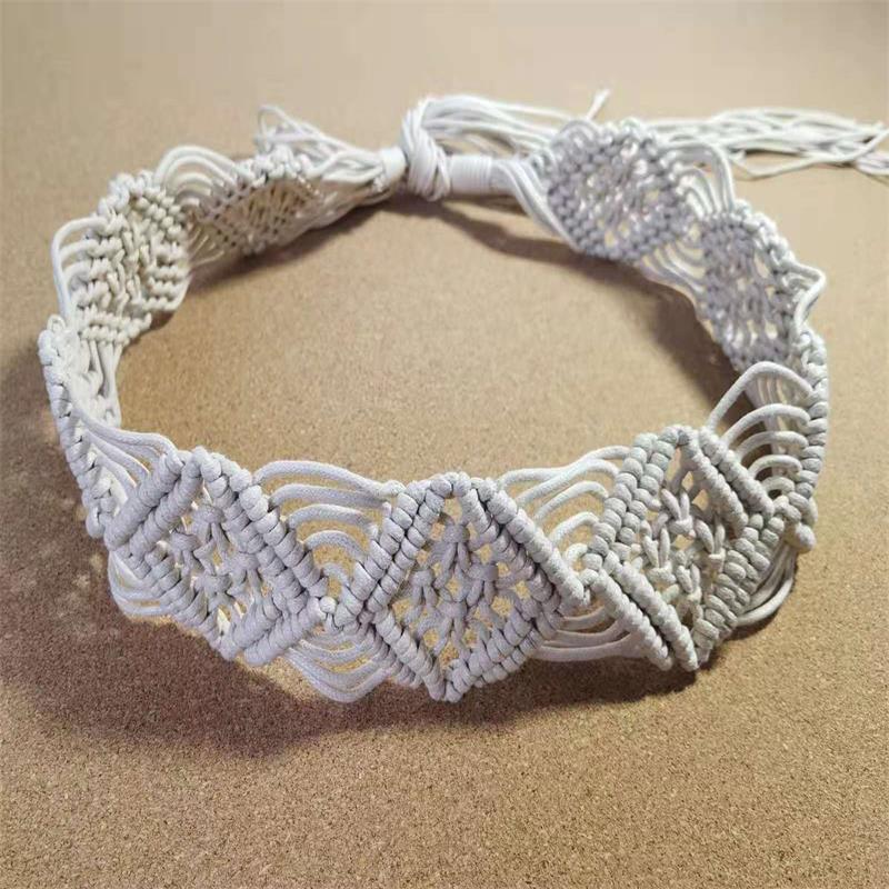 Artificial woven clothing belt can be customized double square pattern woven European and American hot bohemian style belt