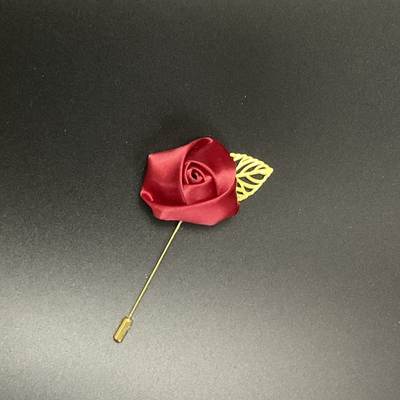 Men's suit long pin golden leaf rose brooch corsage men's and women's collar flower