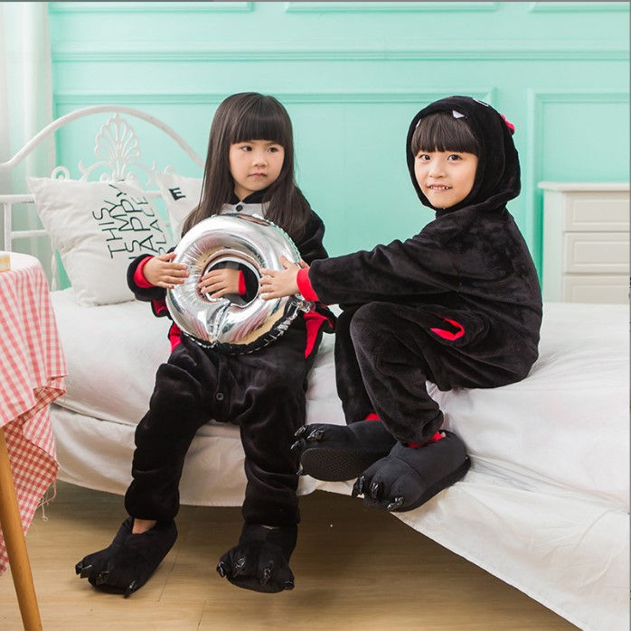Children's Cartoon Animal One-piece Pajamas Autumn and Winter Flannel Baby One-piece Clothes Haggown Baby Climbing Clothes Home Clothes