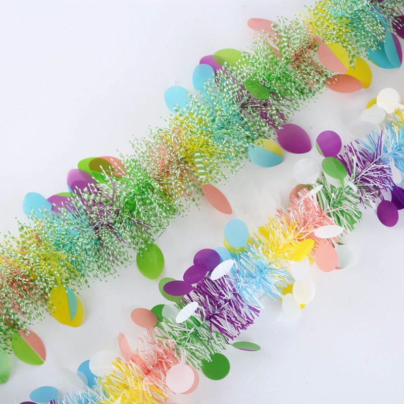 Cross-border new Easter egg Amazon scene layout Garland color round wool strip party decoration color strip
