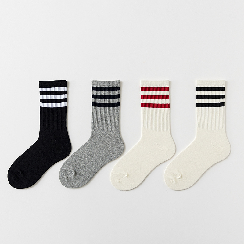 SUPRSOX early spring new socks men's personality simple striped mid-barrel sports socks European and American three-bar fashionable socks