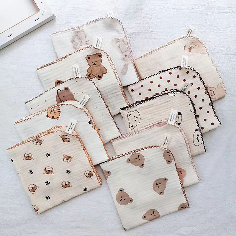 ins Korean style square towel single and double layer cotton yarn baby face towel milk towel baby milk towel saliva towel handkerchief
