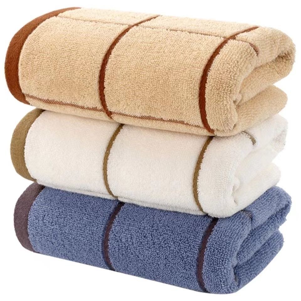 Pure Cotton Jacquard Strand Yarn Plain Color Adult Large Towel Household Face Towel Absorbent Gift Embroidered LOGO Hotel Wool