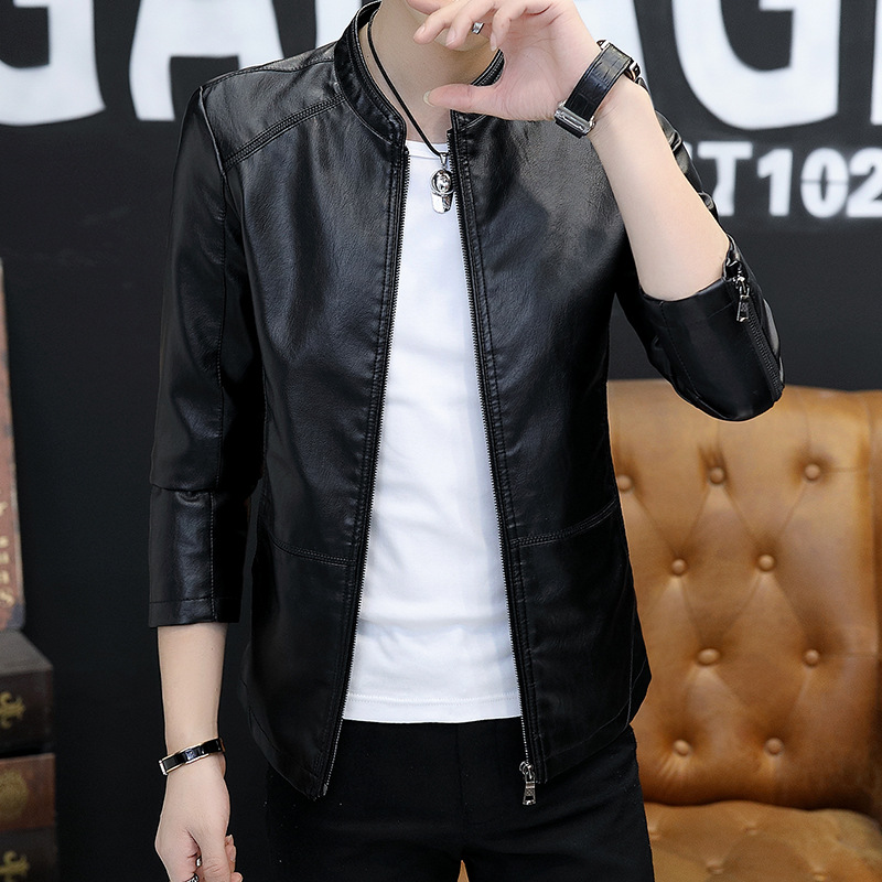 New leather jacket men's leather jacket casual coat Korean fashion slim handsome youth spring and autumn