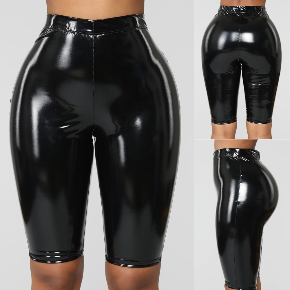 Spot AliExpress explosions women's sexy hip mirror PU leather pants large size nightclub punk style Factory Outlet