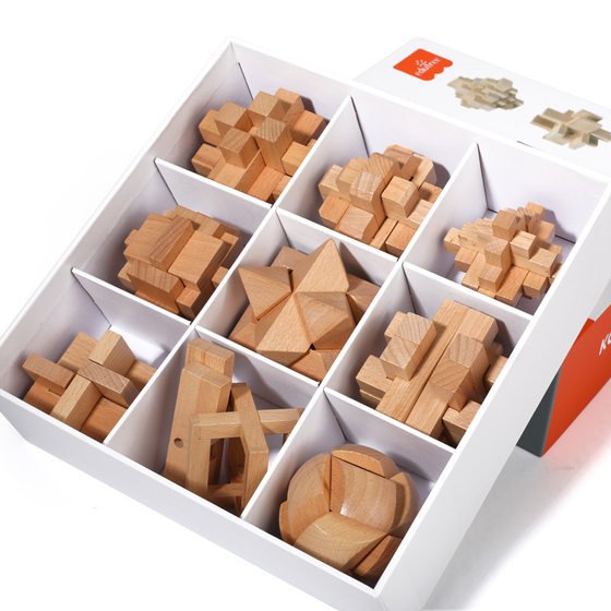 Children's Wooden Kongming Lock Luban Lock Toys Full Set Gift Box Adult Fun Hands-on Brain Intelligence Development