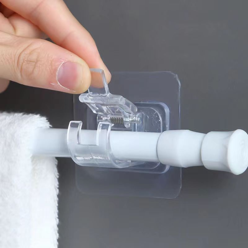 Curtain Rod Hook telescopic rod fixing clip holder non-perforated curtain shower curtain towel rack hanging Rod Hook Holder