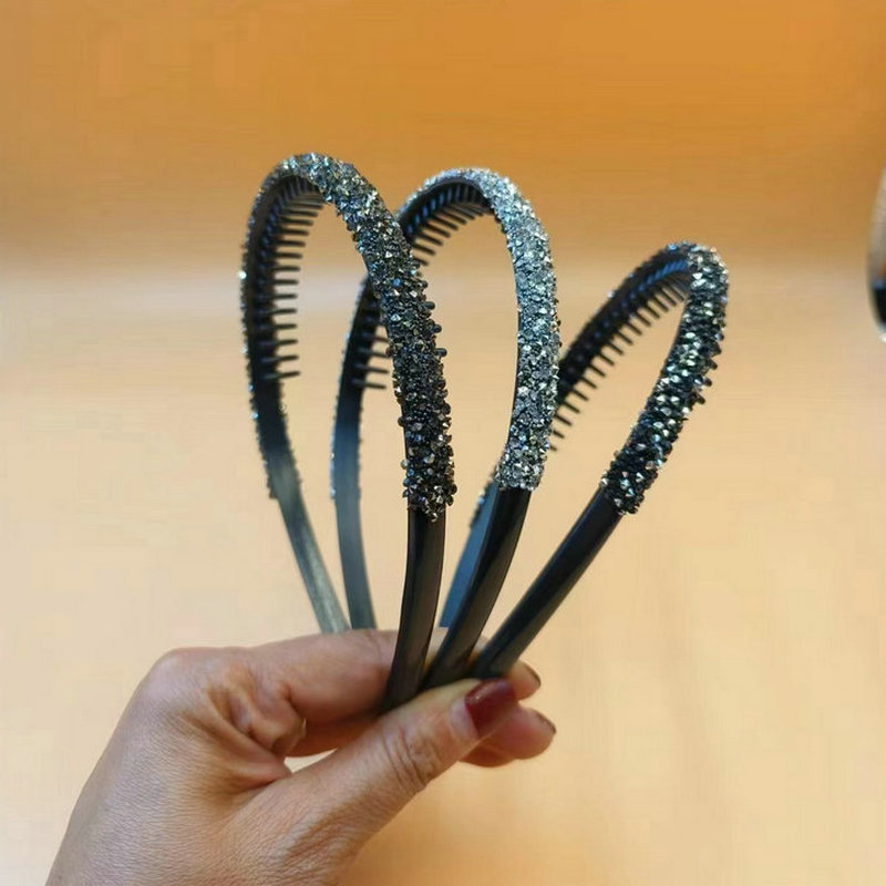 Light luxury socialite rhinestone thin headband temperament niche design diamond hairpin face wash forehead fixed hair pressing headband