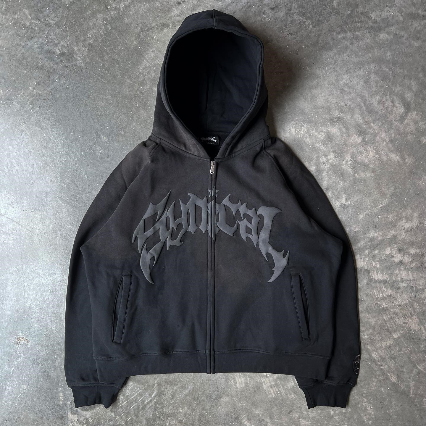 2024 New American Style Retro Zipper Sweater Gothic Letter Star Printed Hoodie Trendy Men's Casual Jacket
